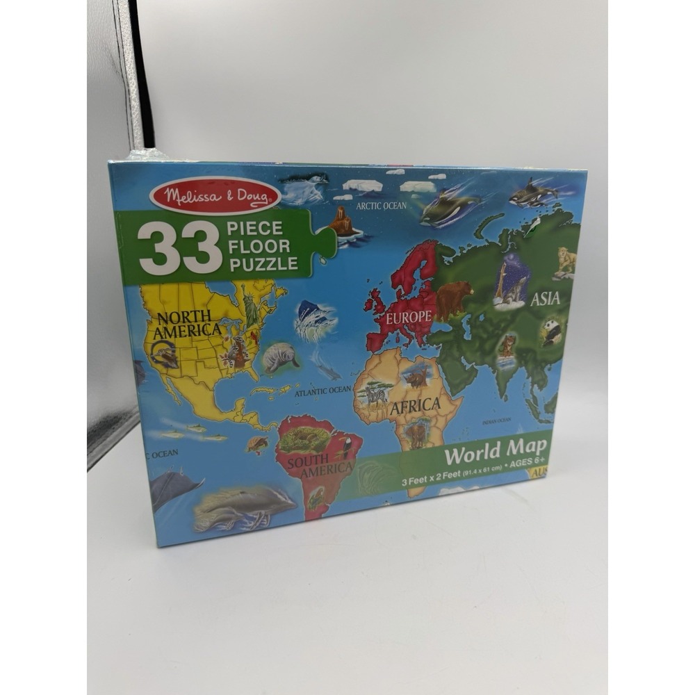 Melissa And Doug World Map Jumbo Floor Puzzle SEALED 33pc